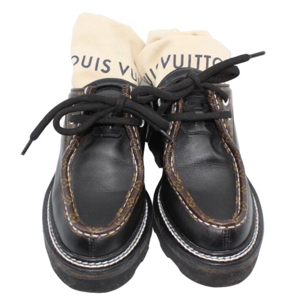 LOUIS VUITTON Beaubourg Open Back Derby Platform Clogs Shoes Sz 36 - Picture 5 of 7